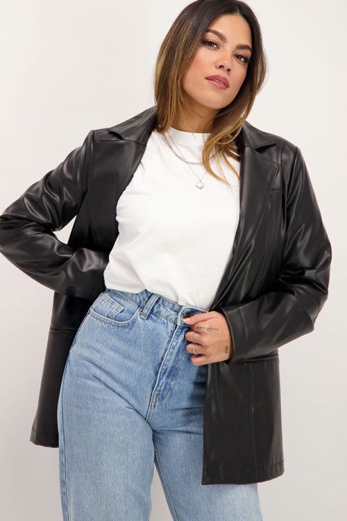 Zwarte blazer leatherlook | Blazer | My Jewellery