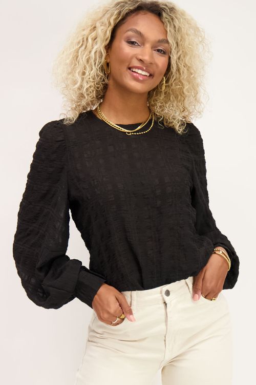 Zwarte blouse met ruiten