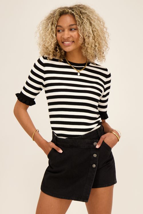Zwarte denim skort met overslag | My Jewellery