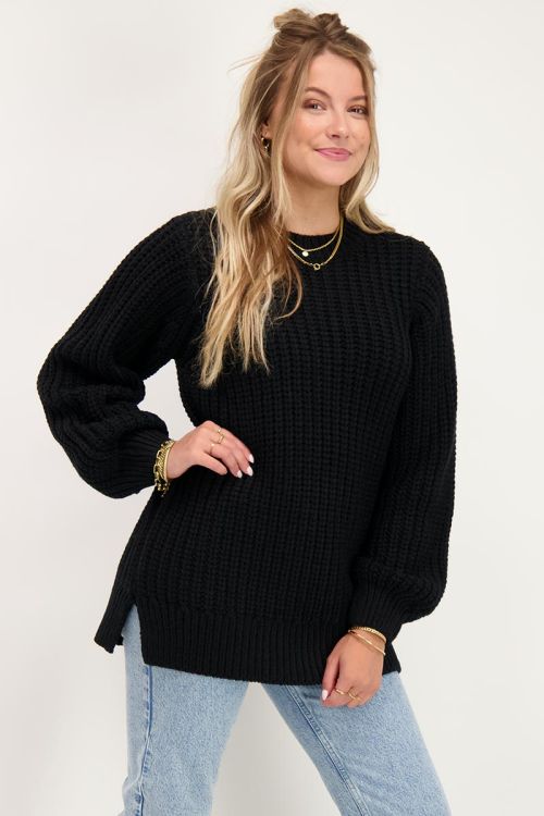 Zwarte gebreide oversized trui | My Jewellery