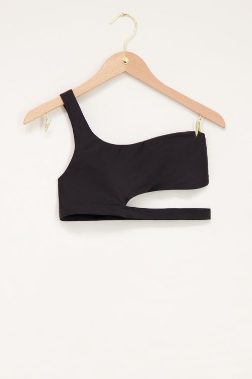 Zwarte one shoulder bikini top met cut-out | My Jewellery