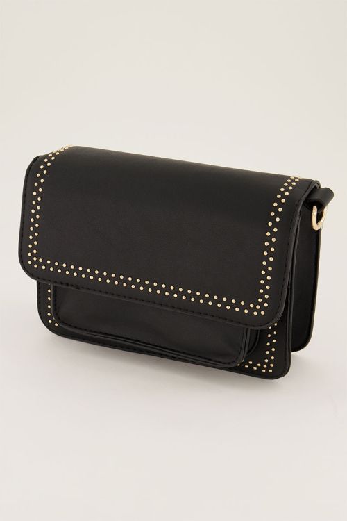 black purse with gold studs