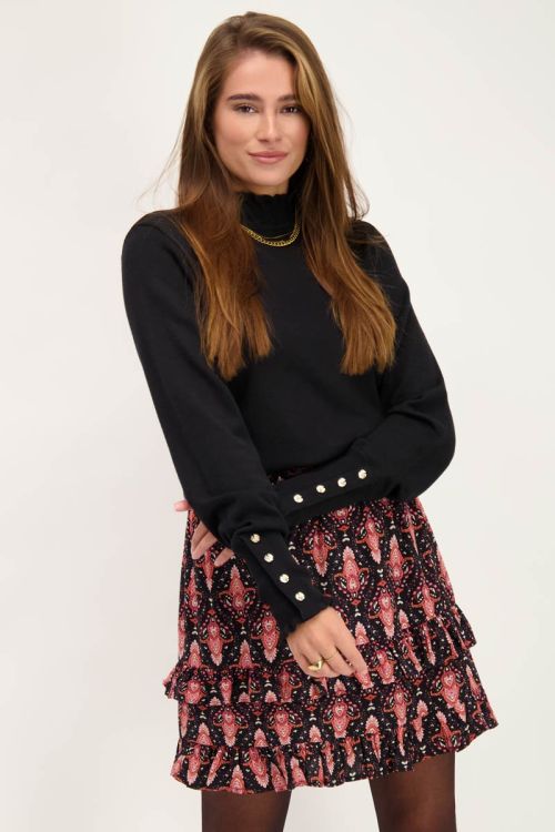 Zwarte top met ruffle kraag