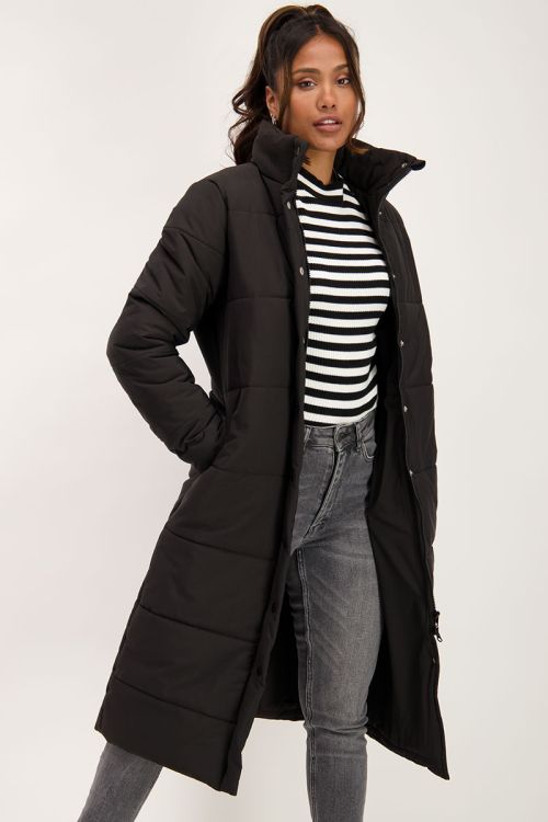 Zwarte lange puffer jacket