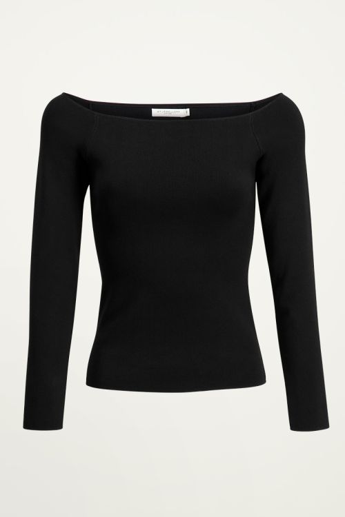 Zwarte top met boothals, top met brede hals My Jewellery
