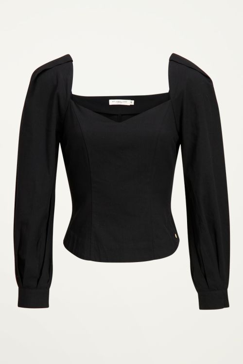 Zwarte blouse met pofmouwen, puff sleeves My Jewellery