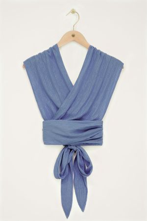 Blaues Multiway-Top mit Lurex