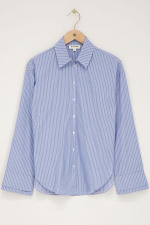 Blau gestreifte Bluse mit Doppelmanschette
