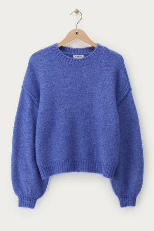 Blauer Oversize-Strickpullover