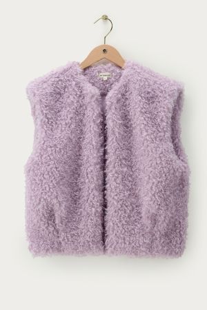 Fliederfarbene Weste Kunstfell
