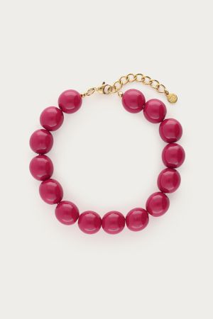 Statement-Armband mit fuchsiafarbenen Perlen