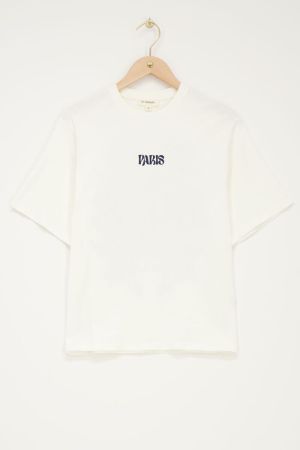 Weißes T-Shirt "Paris" mit Blumen