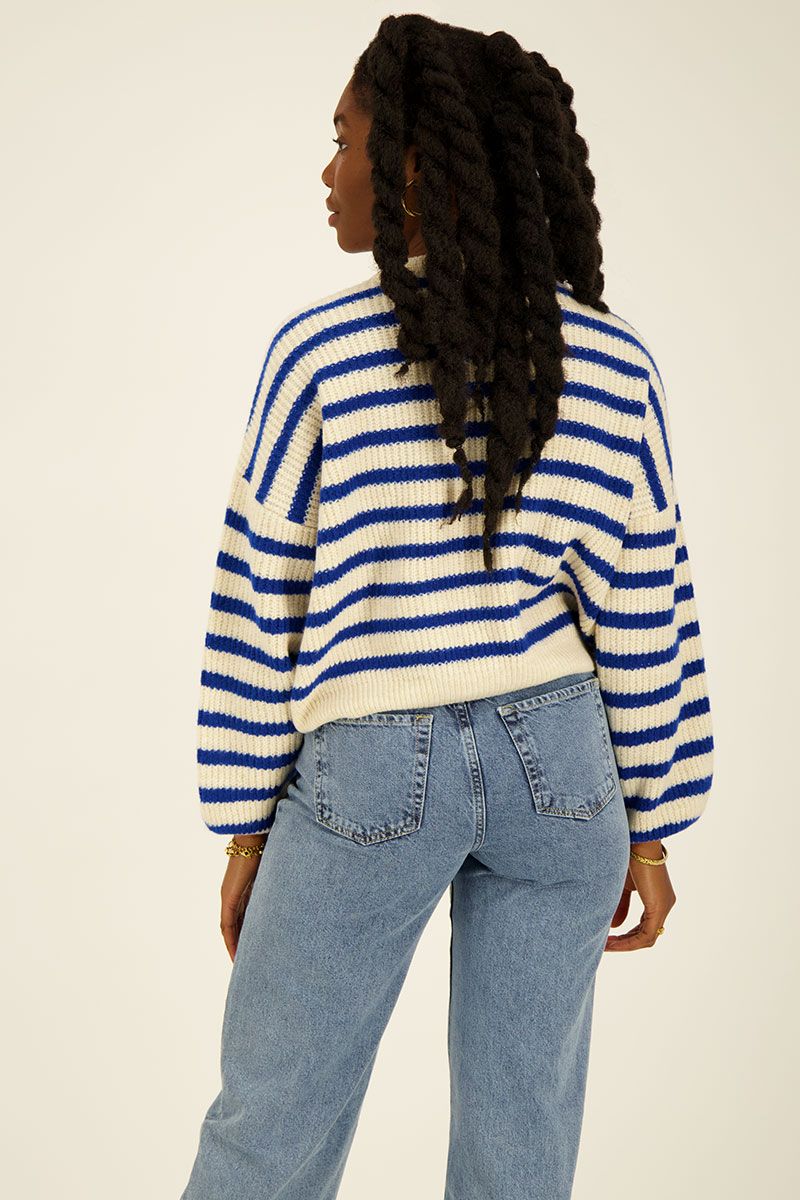 Blauw store gestreepte trui