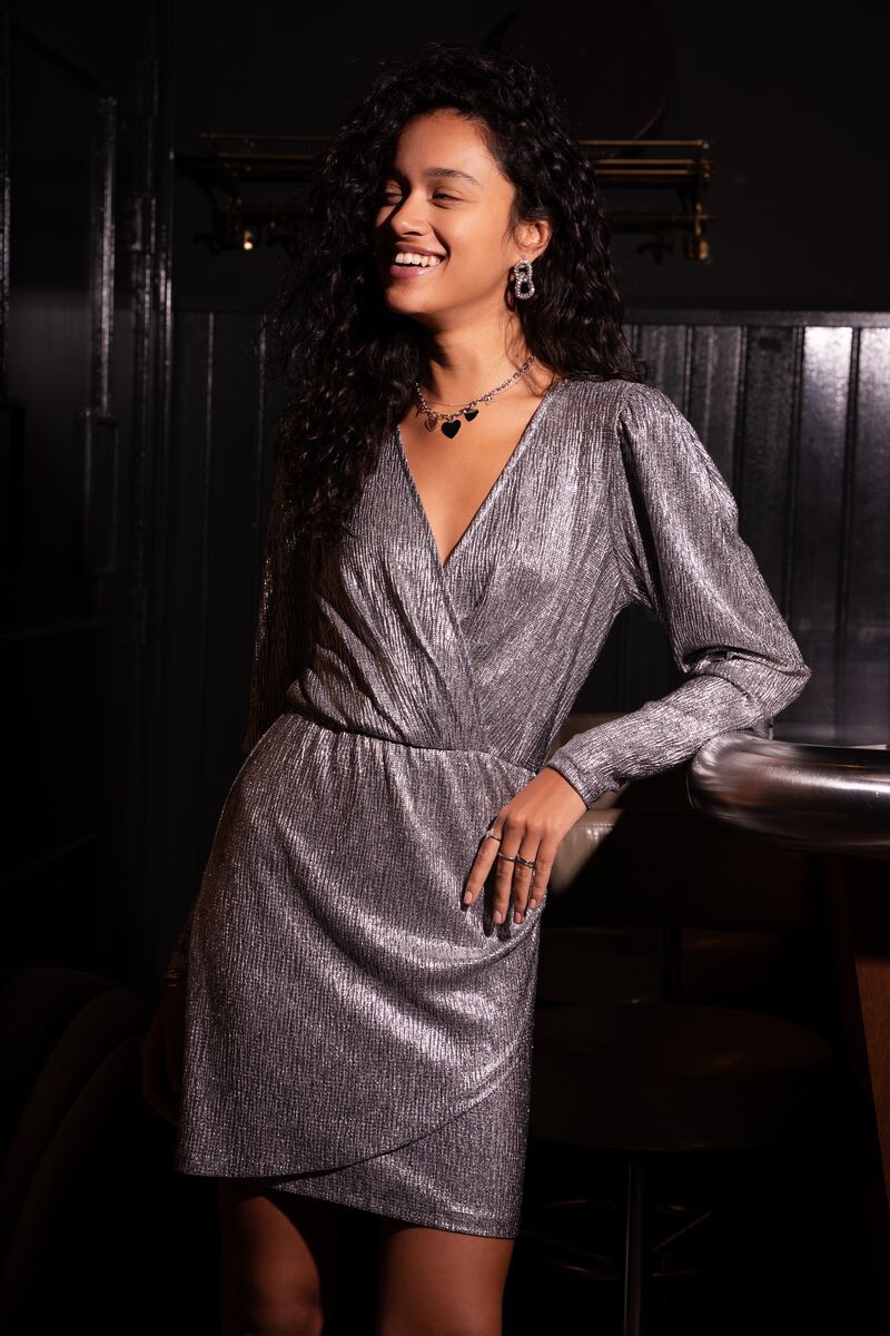 Metallic store wrap dress