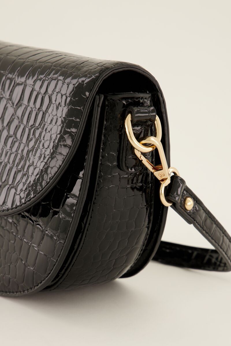Zwarte schoudertas sales croco print