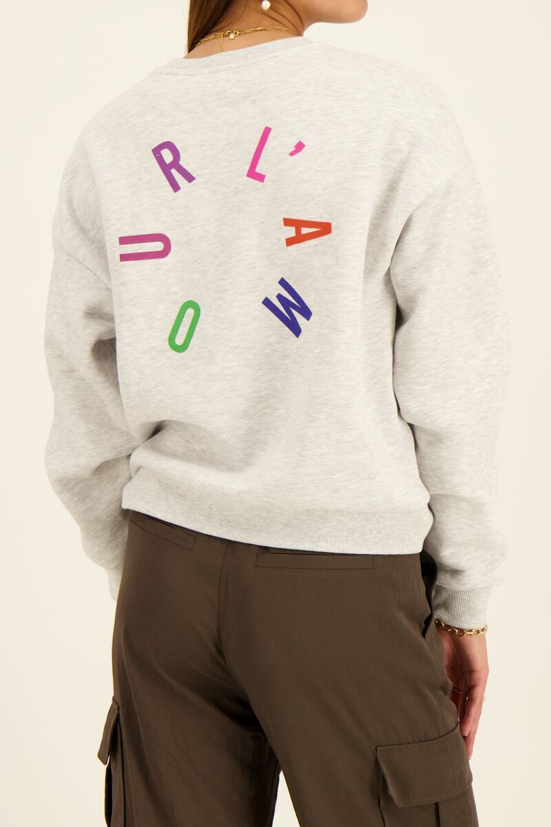 Grey sweatshirt with multicoloured l amour