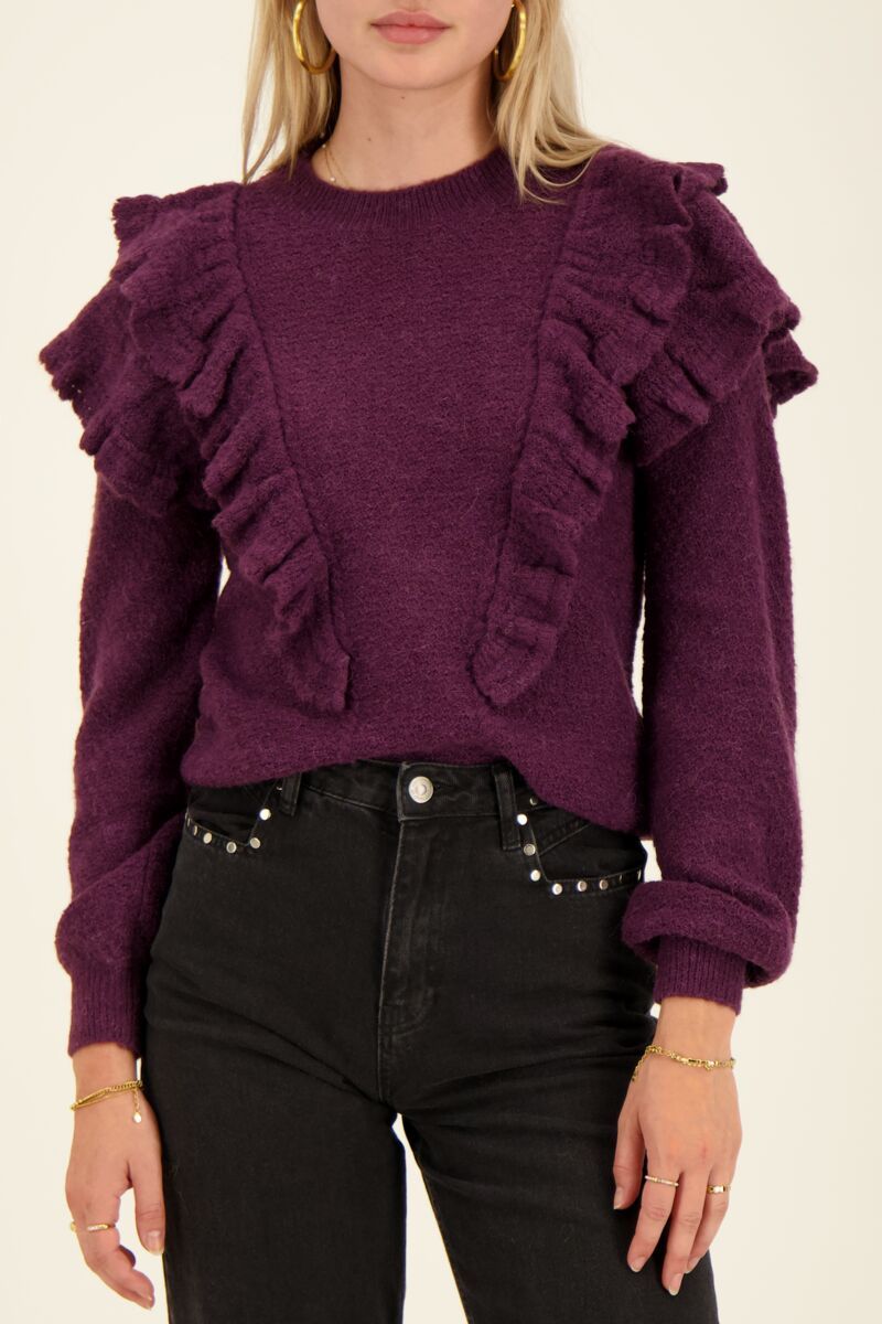 Paarse trui met ruffles My Jewellery