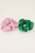 Groen & roze scrunchie leatherlook set | My Jewellery