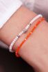 Koraalkleurige dubbele armband hart, kralenarmband