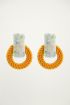 Oranje oorhangers bamboe & print My Jewellery