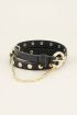Leren riem goudkleurige studs en ketting | My Jewellery
