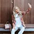 My Jewellery Blazer bloemenprint perzik kleur