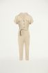 Beige overhemd jumpsuit, jumpsuit met riem