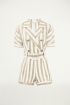 Beige playsuit met strepen, playsuit met kraag