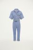 Denim jumpsuit korte mouw, denim jumpsuit