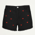 Denim short zwart hartjes, Korte broeken