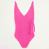 Fuchsia badpak met overslag, wrap swimsuit