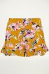 Gele short met bloemen, gele short