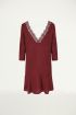 Jurk open rug met kant bordeaux, Jurken