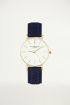 Klein horloge in donkerblauw met slangenprint, smal horloge