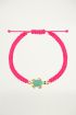 Neon roze touwarmbandje schildpad, touw armband