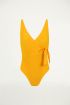 Oranje badpak met overslag, wrap swimsuit