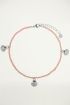 Roze enkelbandje schelpjes, schelpen sieraden