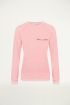 Roze trui met tekst, oversized trui