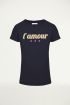 T-shirt quote oui blauw tekst basic, Tops