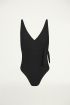 Zwart badpak met overslag, wrap swimsuit