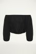 Zwarte crop top off shoulder, Tops