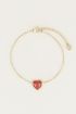 Armband Red Jade hartje, armband met edelsteen