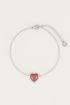 Armband Red Jade hartje, armband met edelsteen