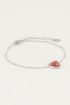 Armband Red Jade hartje, armband met edelsteen