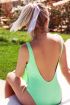 Neon groen badpak met overslag, wrap swimsuit