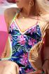 Zwart badpak bloemen tropical, Badpak dames