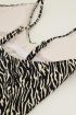 Zwart-wit zebra badpak met riem