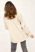 Beige blouse met leatherlook