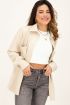 Beige blouse met leatherlook