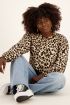 Beige blouse met panterprint & ballonmouwen | My Jewellery
